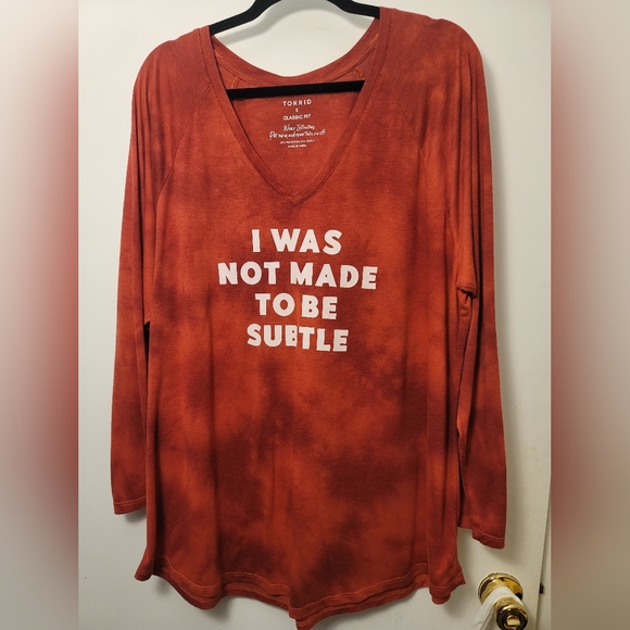 Torrid size 3 Classic Fit Raglan Tee - Not Made To Be Subtle Mineral Wash - Picture 3 of 5